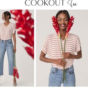Cabi Cookout Tee style # 6400 White with Red Stripes xsmall - NEW